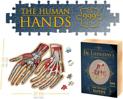 Dr. Livingston's Human Hands Anatomy Puzzle - A Medically Accurate Jigsaw Puzzle of the Hands - Educational and Engaging Toy about the Human Body - Unique Science Gift for Doctors, Nurses and Teachers