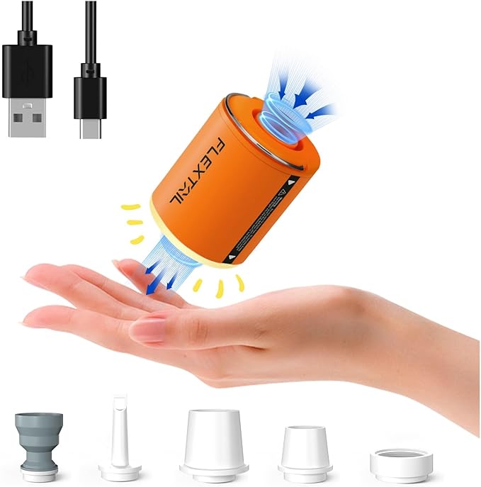 FLEXTAILGEAR Tiny Pump 2X | 4kPa Rechargeable Air Pump & Lantern, Orange