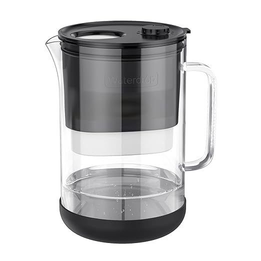 Waterdrop PT-09BL 10-Cup Large Glass Water Filter Pitcher, Eco-Friendly