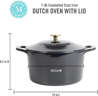 MARTHA STEWART Gatwick 7-Quart Enamel Cast Iron Dutch Oven Pot