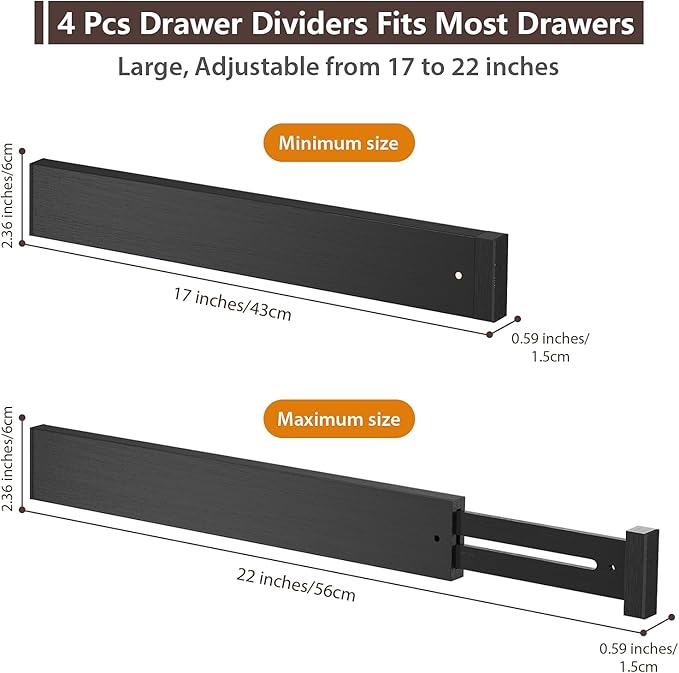 DUCOO 4 PCS Drawer Divider, Expandable Separators