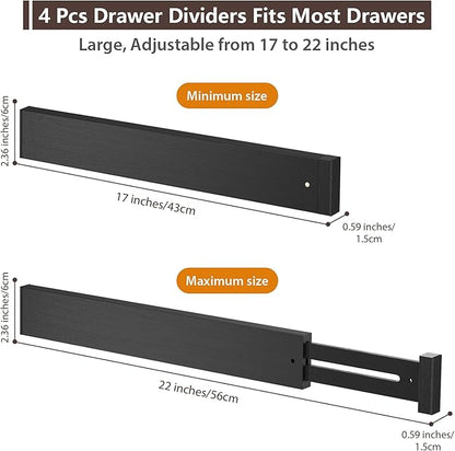 DUCOO 4 PCS Drawer Divider, Expandable Separators