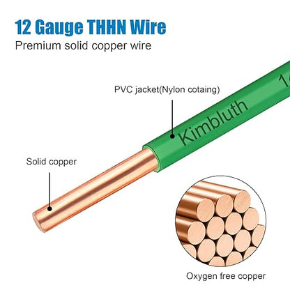 THHN Wire 12 Gauge 50 FT OFC Electrical Wire, 12 AWG Solid Copper Wire Rated up