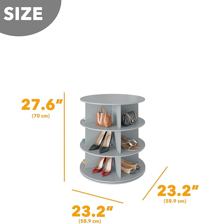 SpaceAid 3 Tier Rotating Shoe Rack Tower, Spinning Shoe Display Lazy Susan