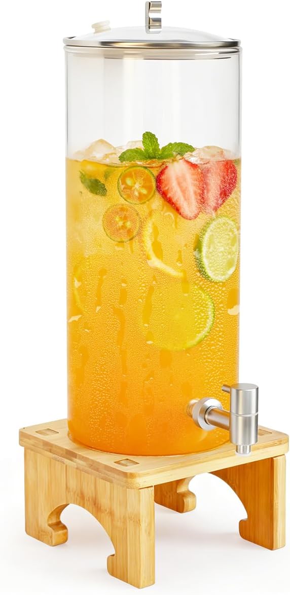 2 Gallon Drink Dispenser, Glass Beverage Dispenser