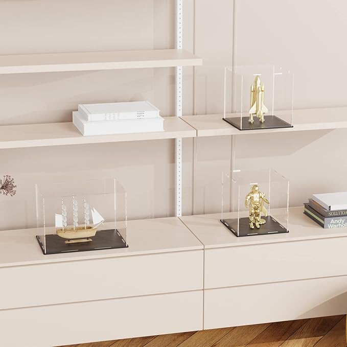 SVENJBB Display Case for Book, 13x10x3 Inch Book Acrylic Box for Display, Clear Acrylic Display Cases with Matte Black Base for Stamps, Coins, Cards and Jewelry