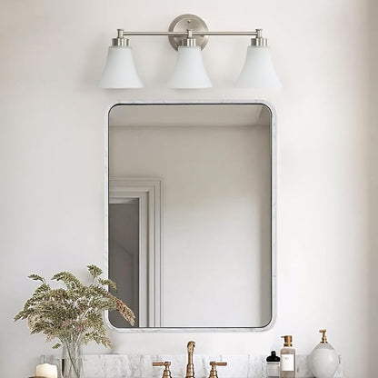 LOUSACE 3 Light Bathroom Vanity Light Vintage Brushed Nickel Bathroom Lighting