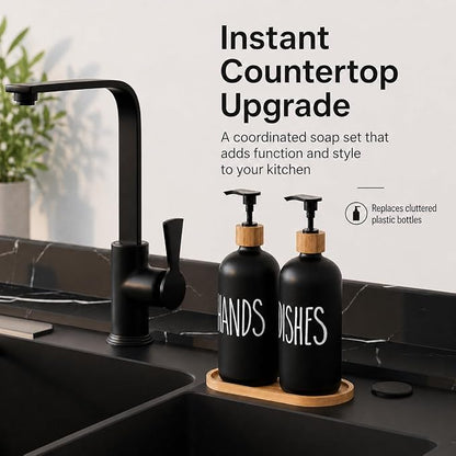 Dish Soap Dispenser for Kitchen Sink.Glass Hand Soap Dispenser, Modern