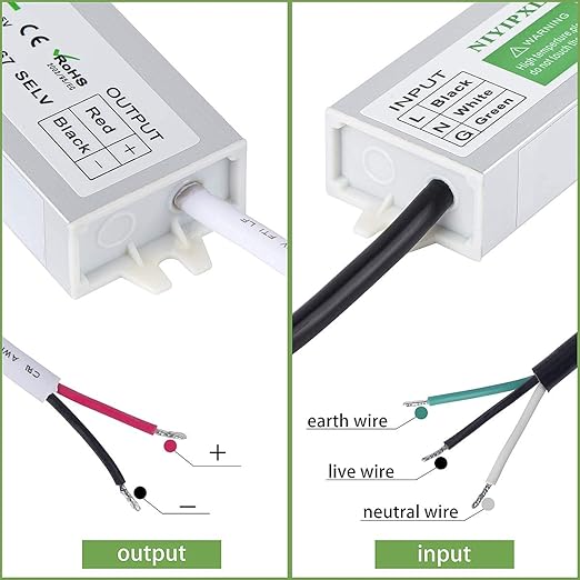 （Pack of 6） LED Driver 60 Watts Waterproof IP67 Power Supply Transformer