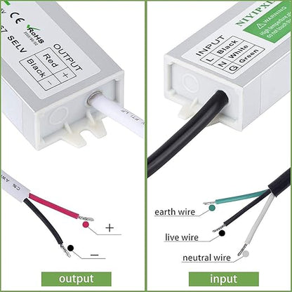 （Pack of 6） LED Driver 60 Watts Waterproof IP67 Power Supply Transformer