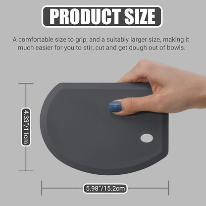 Silicone Dough Scraper with Stainless Steel Sheet, Curved Edge Flexible Bowl