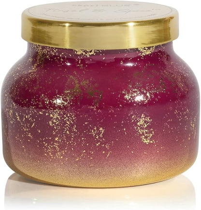 Capri Blue Glimmer Jar Candles - Luxury Holiday Scented Candles for Home - Long Lasting Soy Wax Blend - Scented Holiday & Home Decor - Tinsel & Spice Signature Petite Jar (8 oz)