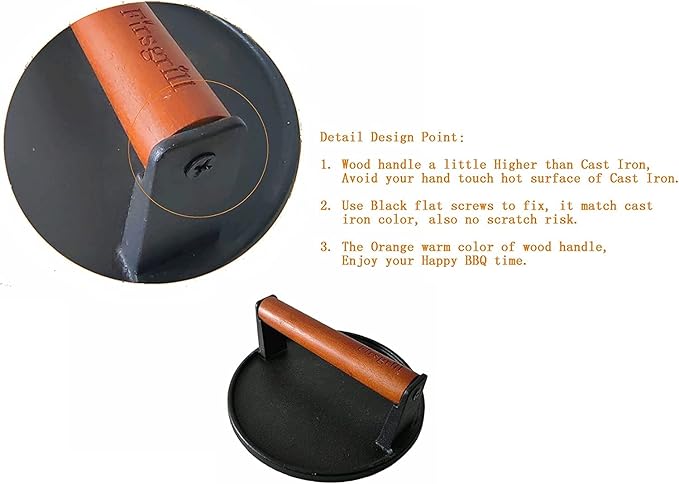 Firsgrill 2-Pack Burger Press 7.08" Round, Heavy-Duty Cast Iron Smash Burger