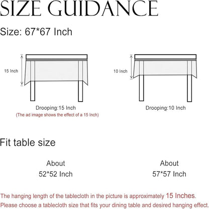 ISAENNE Designer Christmas Red Square Tablecloth,Linen Table Cloth with Snowflakes Pattern,Wrinkle Resistant Decor Tablecloths for Dining Kitchen Thanksgiving Christmas,67"*67"-Carol C