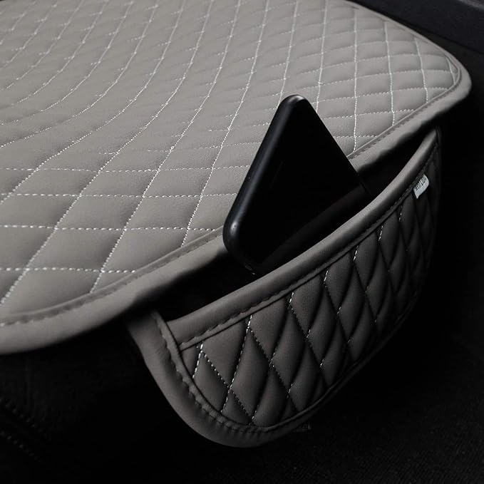 West Llama Pu Leather Car Seat Bottom Covers Protectors Include 1 Pair Front Driver Seat Pad Mat and 1 Rear Bench Cover Universal Fit 90% Vehicles,Gray