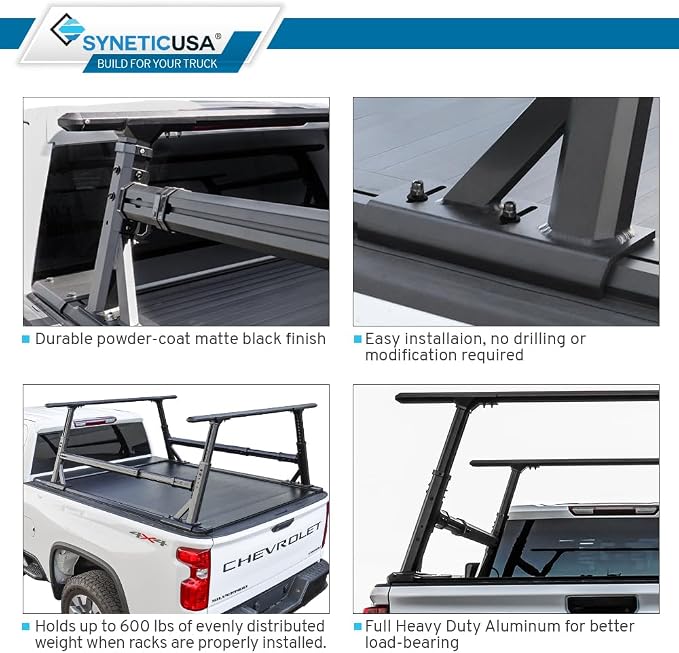 Syneticusa ER Power Retract Hard Tonneau Cover with R1 Rack Fits 2004-2026 Ford F-150 6’7” (78.9”) Truck Bed Retractable