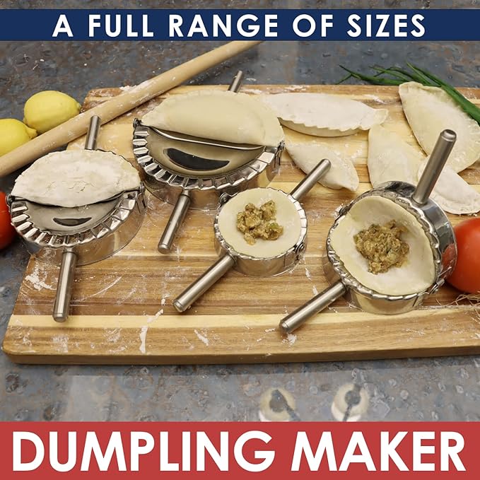 KAYCROWN 4.75 Inch Empanada Press, Stainless Steel Dumpling Maker Dough Cutter