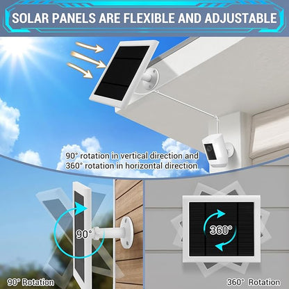 1 Pack - Solar Panel for Ring Camera, Compatible with Ring Spotlight Cam Plus/Pro(Battery) & Rings Stick Up Cam/Pro Battery & Rings Spotlight Cams Batterys with 10FT/3M Long Cable