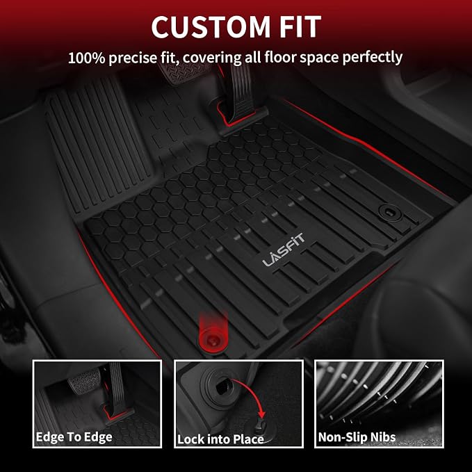 LASFIT Floor Mats&Trunk Mats for Toyota Sienna 7 Seats 2021-2025 2026 (not fit 25 26 Platinum) All Weather TPE Custom Fit Floor Liner for Sienna XLE/XSE/Limited/Edition 7 Passenger