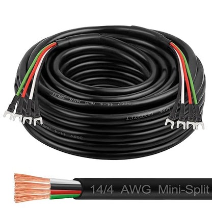 MOOKEERF 14/4 AWG Mini-Split Cable - 25FT 14 AWG 4 Conductor Control Cable 300V