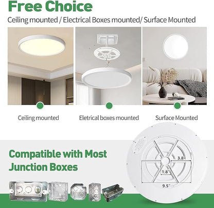 4PK 15.8 Inch LED Flush Mount Ceiling Light, 3000K/4000K/6000K CCT Selectable