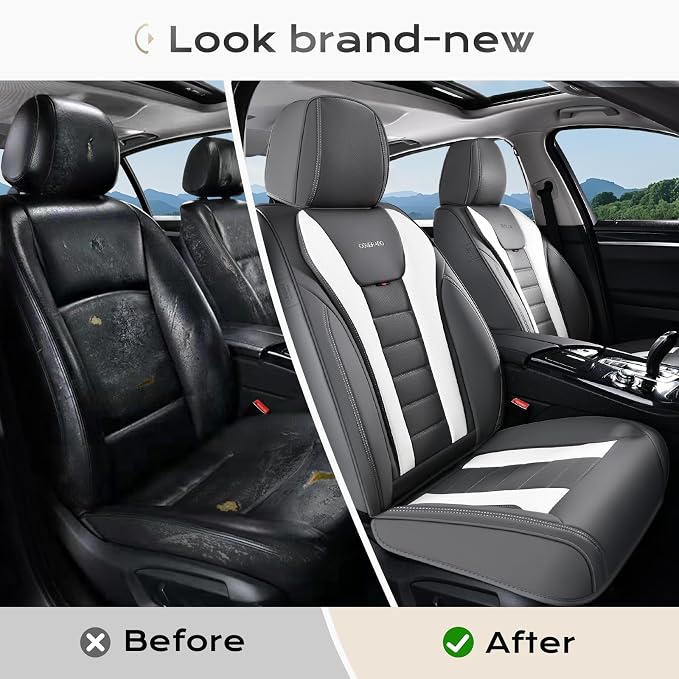 Coverado Car Seat Covers, Front Covers for Cars, Car Seat Cover Front Seats, Automotive Seat Cover, Waterproof, Leather Car Seat Cushion, Universal Interior Covers Seat Protectors for Most Cars