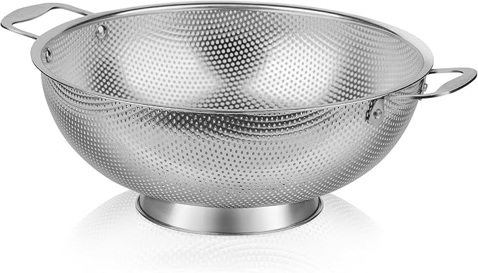 Tiawudi Large 6-Qt Colander, 18/8 Stainless Steel Mesh Strainer