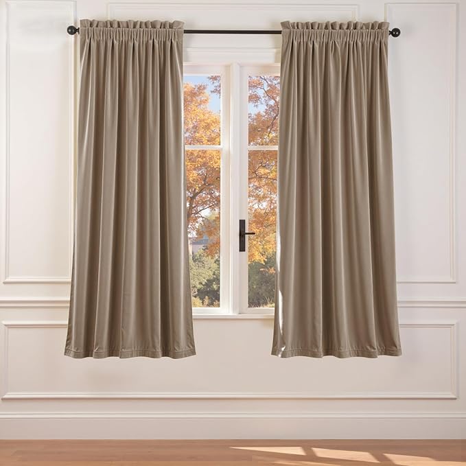 Lazzzy Velvet Blackout Curtains Thermal Insulated Room Window Drapes Super Soft