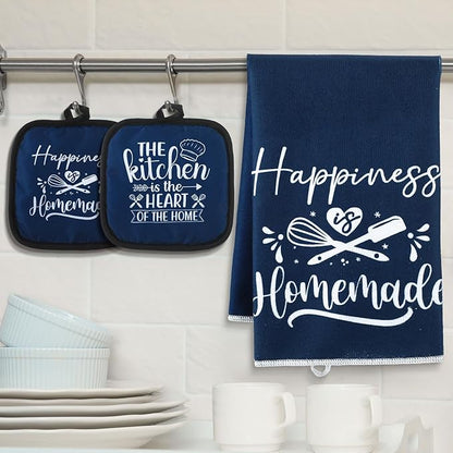 Sratte 6 Pcs Kitchen Decor Accessories Set Farmhouse Towels Pot Holders Oven
