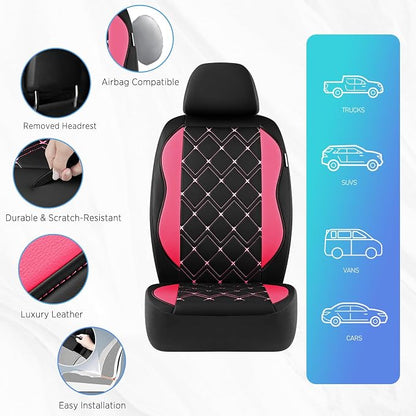 Road Comforts Seat Covers, Premium Leather Car Seat Covers Front Seat for Women Girls,Airbag Compatible, Automotive Seat Covers Universal Fit Most Cars,Vans,Truck,SUV