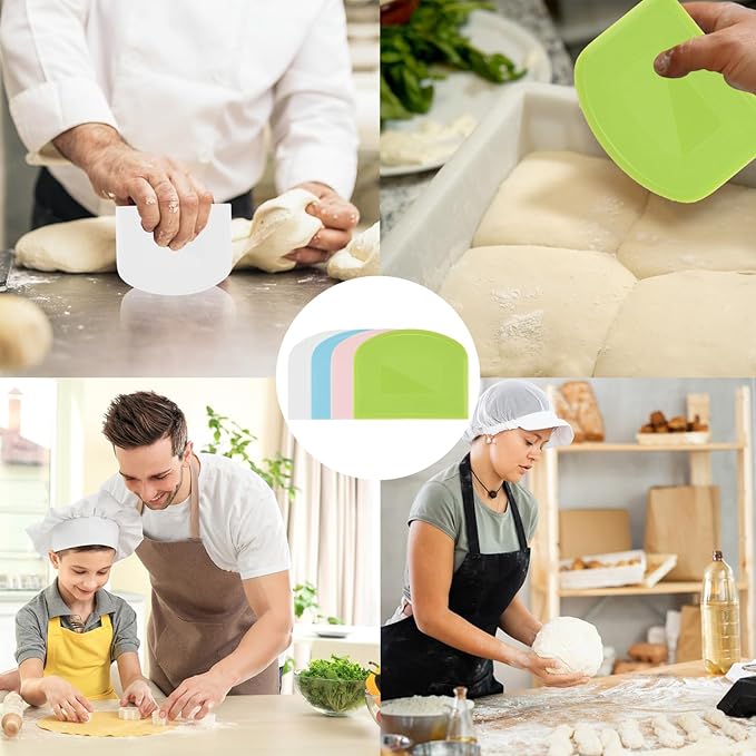 4 Pieces Food Scraper, Flexible Dough Scraper, Dough Scraper