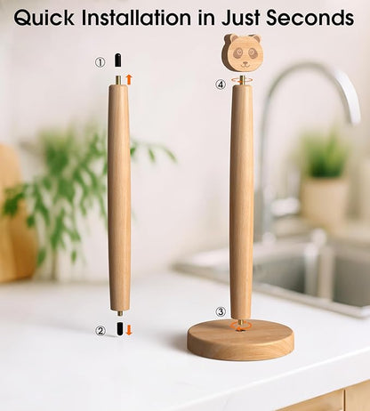 KitchLife Cute Wooden Paper Towel Holder Countertop