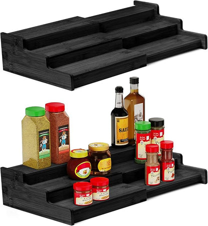 VenDotbi Spice Rack, 3-Tier Expandable Bamboo Spice Rack Organizer