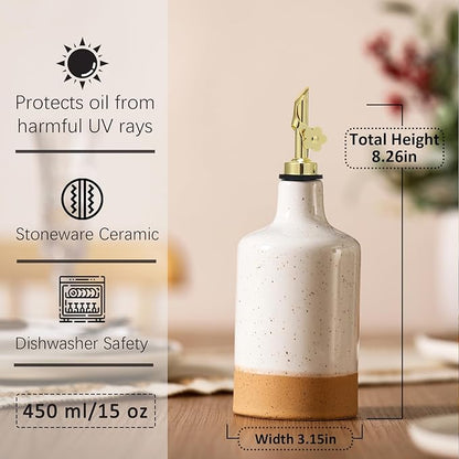 HOMCDALY Ceramic Olive Oil Dispenser Bottle, 16oz Oil Dispenser Bottle