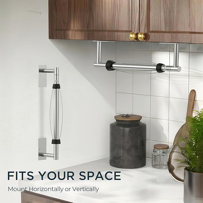 FORIOUS Paper Towel Holder Under Cabinet, Single Hand Operable