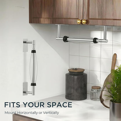 FORIOUS Paper Towel Holder Under Cabinet, Single Hand Operable