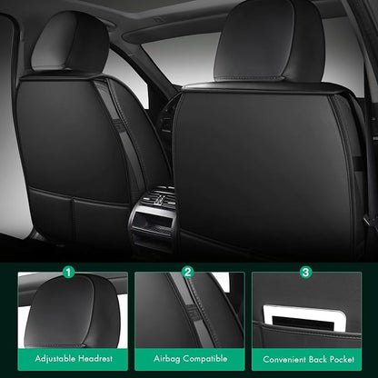 SCITOO Universal Front Seat Covers,2PCS Car Seat Covers Waterproof Vehicle Seat Covers Faux Leather Car Seat Cover For Cars SUV Pick-up Truck Sedan Seat Cover Set (Front, Black And Red)