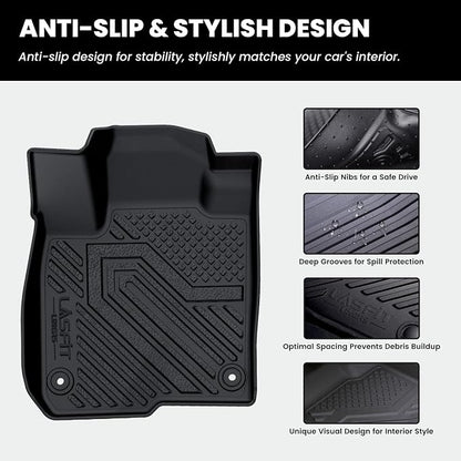 LASFIT Floor Mats for Honda HRV 2027 2026 2025 2024 2023 Sport/LX/EX-L (Gasoline & Hybrid) & for Acura ADX 2025-2026, All Weather TPE Custom Fit HR-V Floor Liner, 1st & 2nd Row, Black