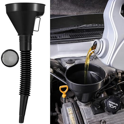 3 Pack Automotive Oil Funnel Set, Wide Mouth Fuel Funnels