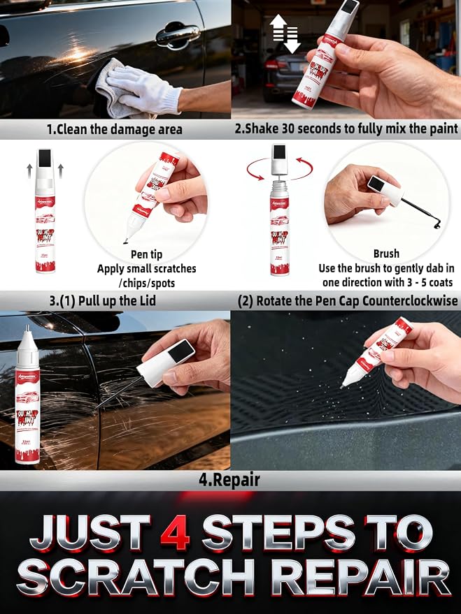 LC9X/2T Deep Black Pearl Car Touch Up Paint for Volkswagen, Color Accurate Two-In-One Car Paint Scratch Repair Pen, Professional Scratch Remover for Vehicles Chips and Nicks Scuff