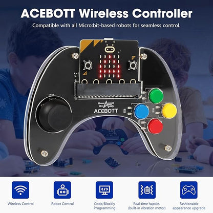 ACEBOTT Wireless Controller for Micro:bit Kit, STEM Kit Coding Robot kit Compatible With Makecode, Remote Control for Programming Learning, Gifts for Kids and Teens(Not included Micro:Bit)