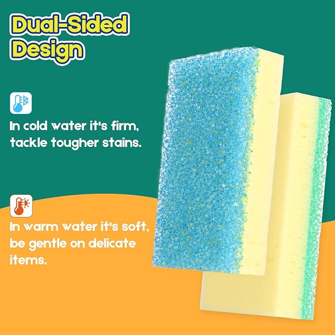 LAUNDRYLUX Scrub Sponge, Dual-Sided Temperature-Responsive Scrubber