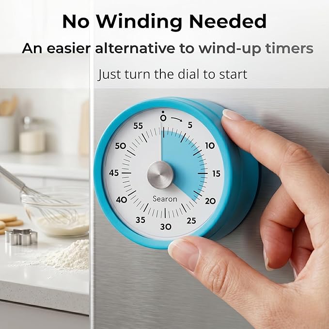 Searon Magnetic Visual Kitchen Timer, 60 Minute Countdown Timer