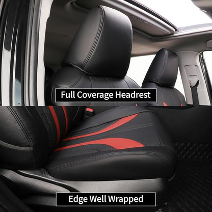 EKR Corolla Car Seat Covers Full Set Custom Fit for Toyota Corolla 2020 2021 2022 XSE/XSE Apex,Leather Car Seat Cover-Faux Leather(Black +Burgundy)
