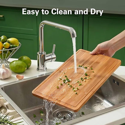 Zarler Bamboo Cutting Boards for Kitchen, 3 Piece Durable Wood Cutting Board