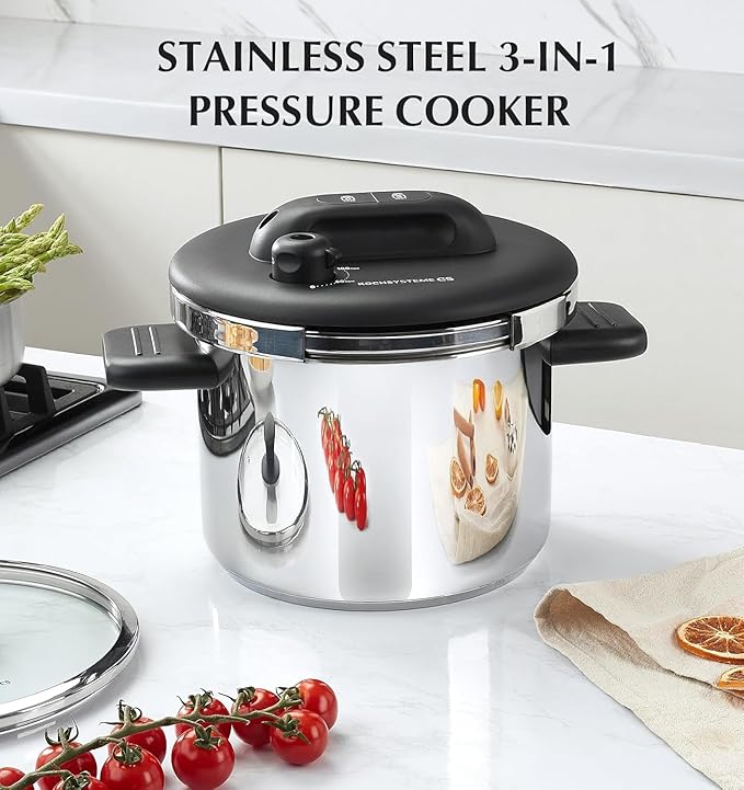 KOCH SYSTEME CS Stainless Steel Pressure Cooker 8.5QT, Olla de Presion