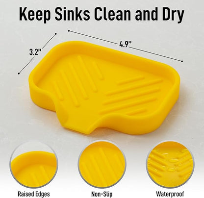 Zulay Kitchen Small Silicone Sponge Holder – Space-Saving Sink Organizer Tray
