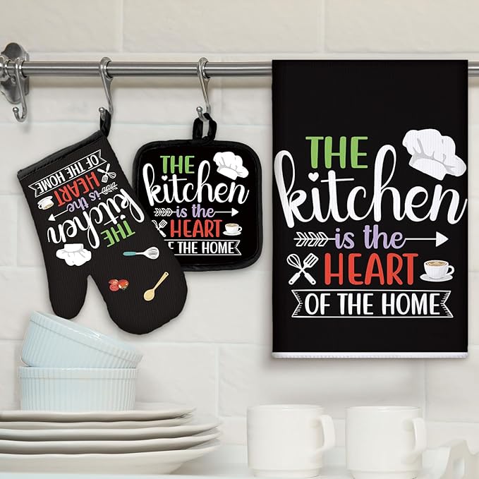 Sratte 6 Pcs Kitchen Decor Accessories Set Farmhouse Towels Pot Holders Oven