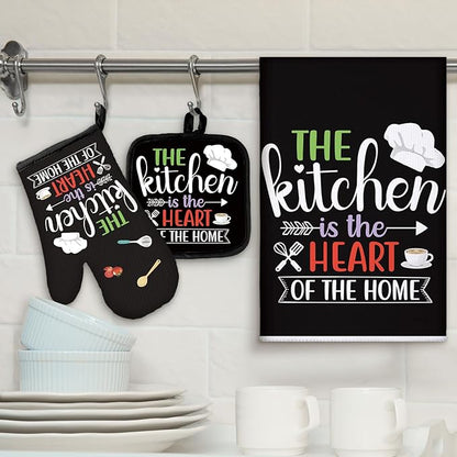 Sratte 6 Pcs Kitchen Decor Accessories Set Farmhouse Towels Pot Holders Oven