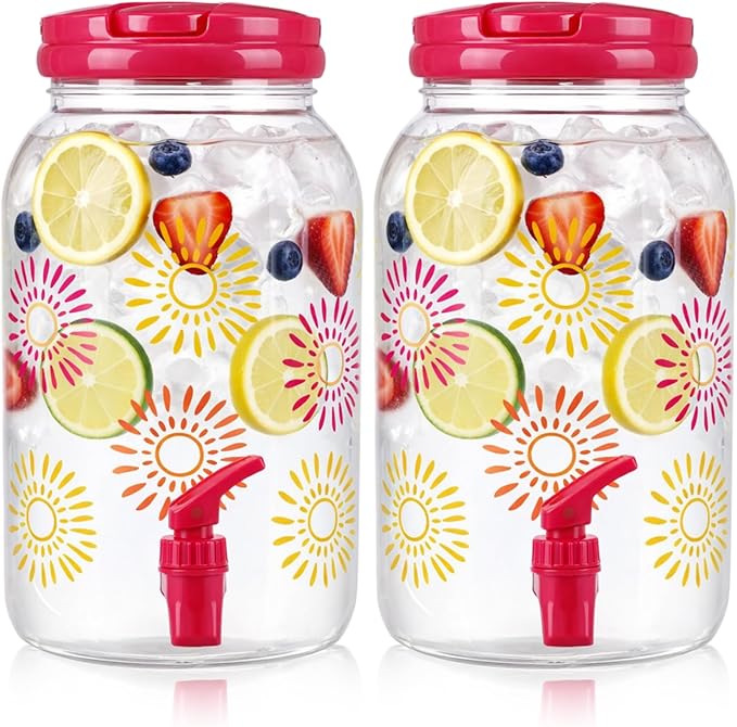 Havawish 2 Pcs 1 Gallon Plastic Beverage Dispenser